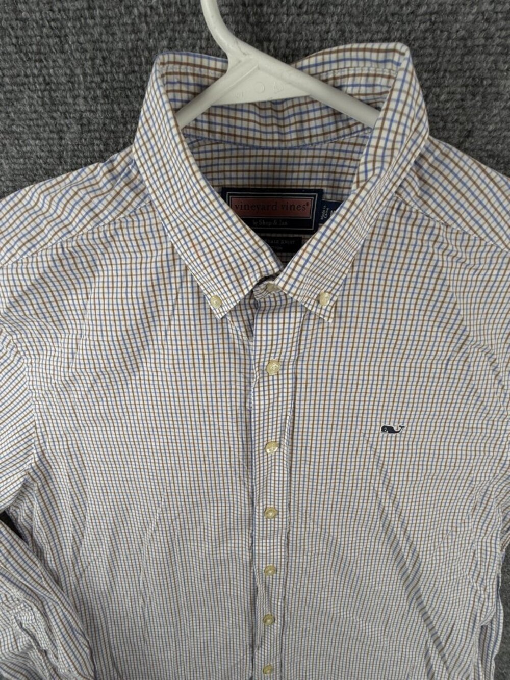 Vineyard Vines Cotton Long Sleeve Button Up Shirt Men Blue Brown Slim Fit Whale